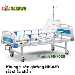 Giường Bệnh Nhân 3 Tay Quay Có Bô NK-03B